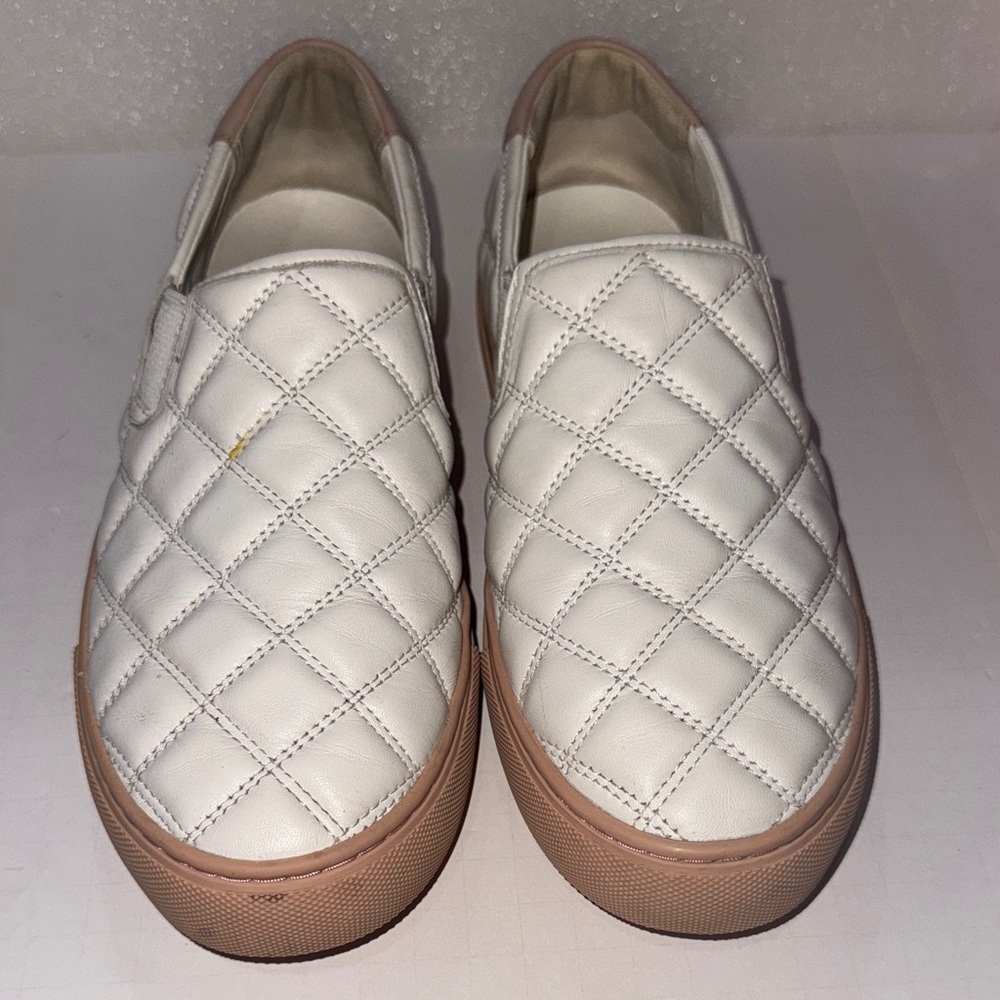Tory Burch White Quilted Slip-On Loafers